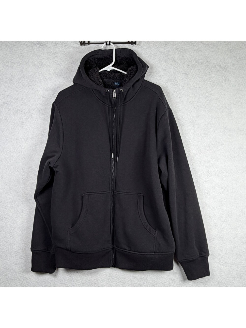George XL Black Full Zip Hoodie with Sherpa Lining